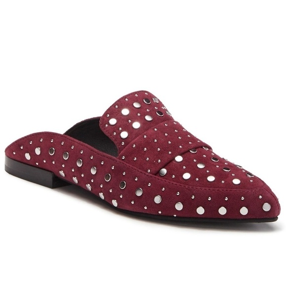 💕KRISTIN CAVALLARI💕 Suede Studded Loafer Mules ~ Amethyst 8.5 New in Box - Picture 2 of 12